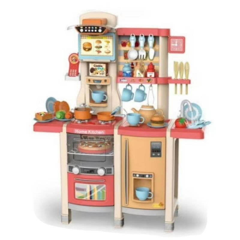 GENERICO - Juguete Cocina 66 Piezas 100cm Interactiva Rosada Infantil