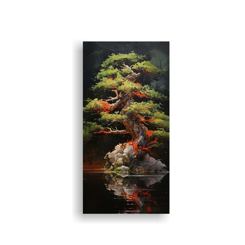 GENERICO - Lienzo Movimiento Cocina Bonsai Árbol Pintura 20x40 Cm
