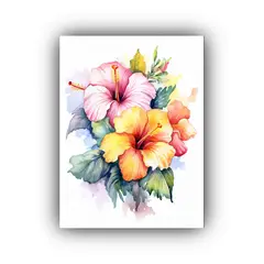 GENERICO - Lienzo Hibiscus Perspectiva Para Colorear Con 80x120 Cm