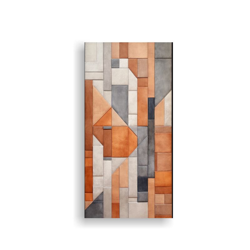 GENERICO - Cuadro Abstracto De Cuero Y Lino En Tonos Gris Y 60x120 Cm
