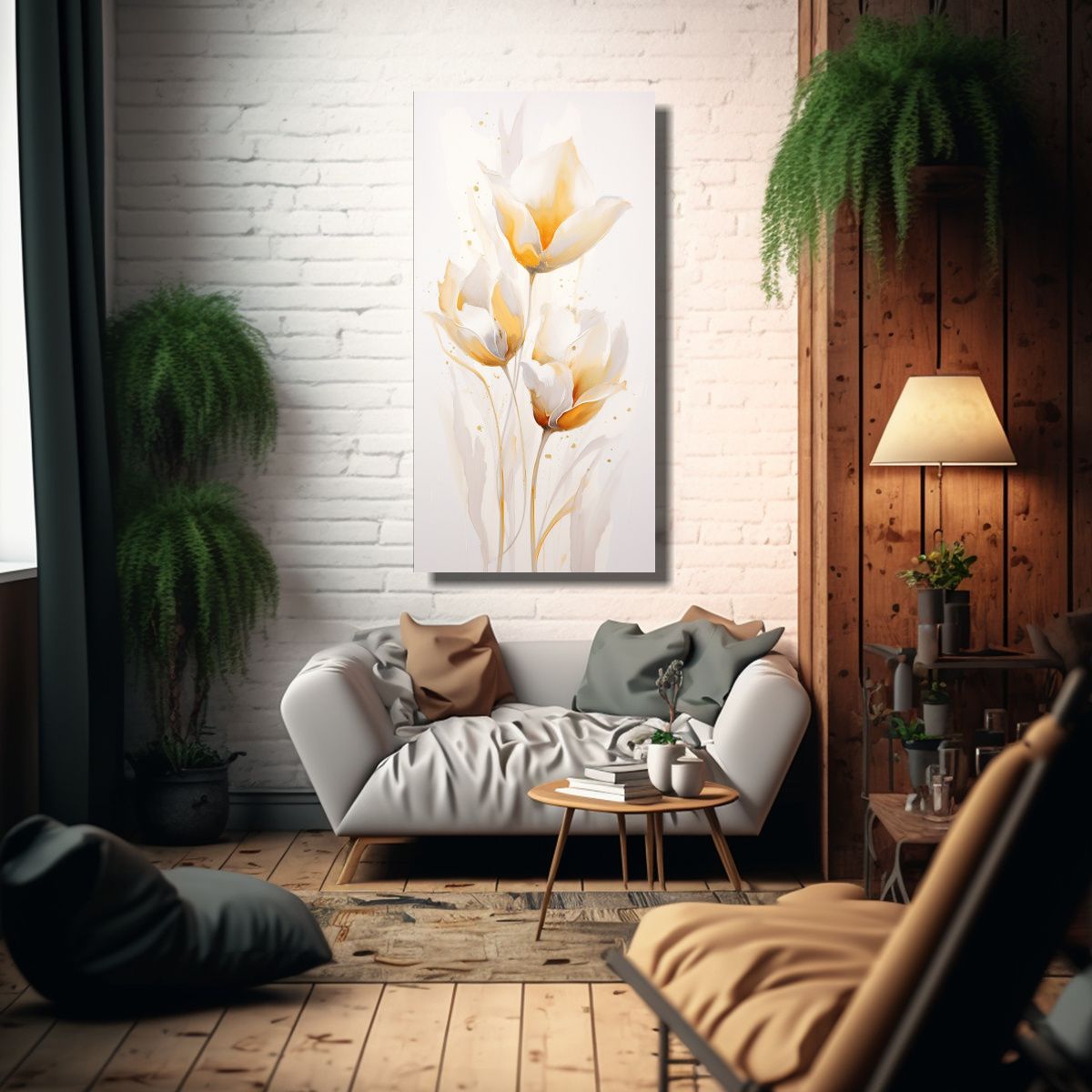 GENERICO - Pintura Acuarela Moderna De Tulipanes En Colores 50x100 Cm