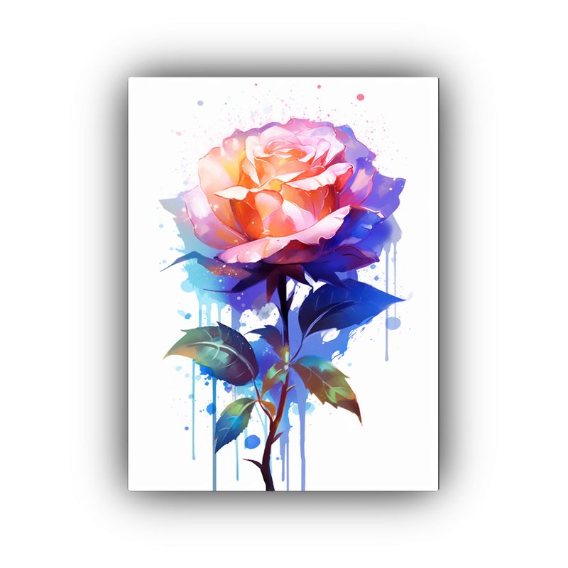 GENERICO - Cuadro Acuarela Floreciente De Una Rosa 80x120 Cm