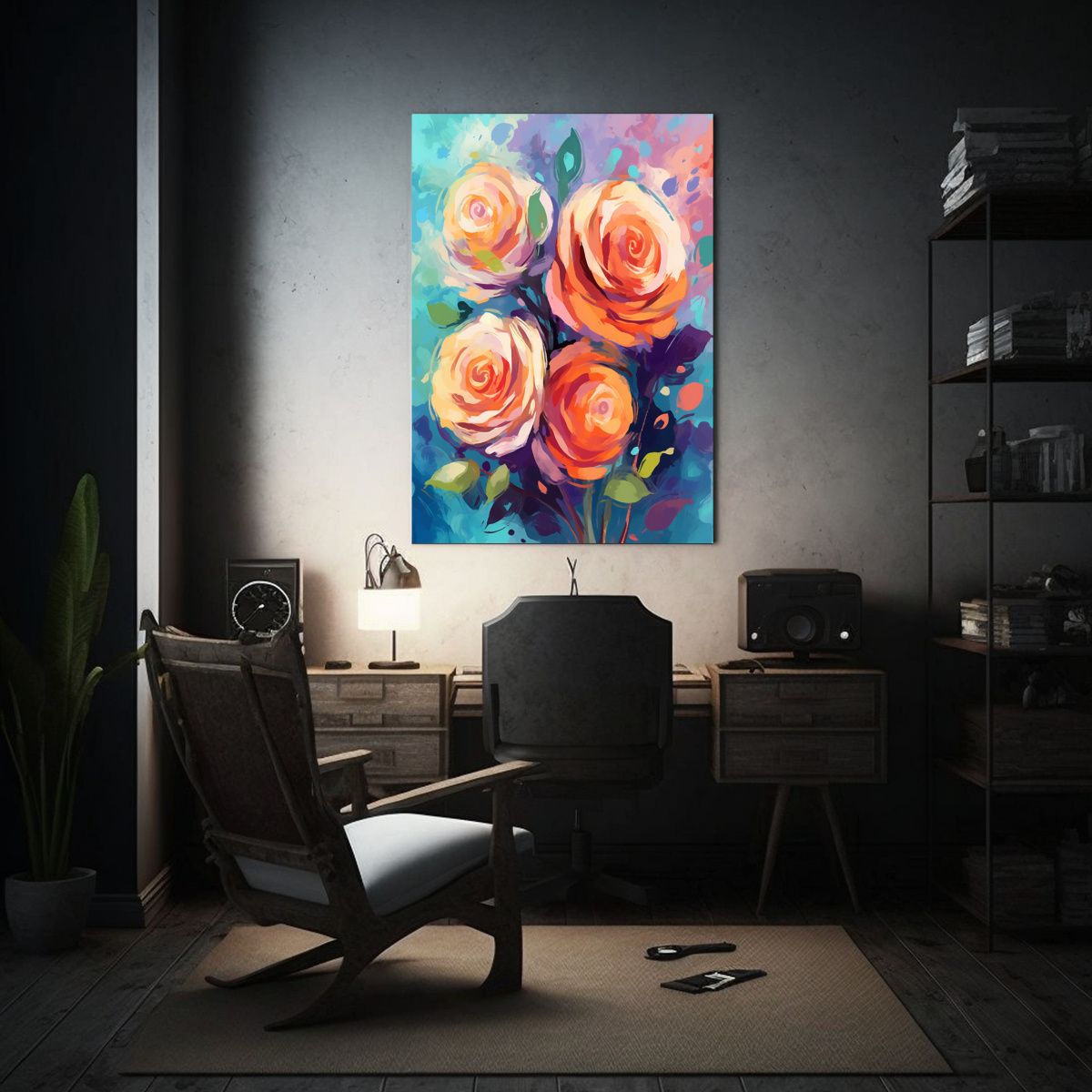 GENERICO - Cuadro De Rosas Artísticas Para Decoración De 80x120 Cm