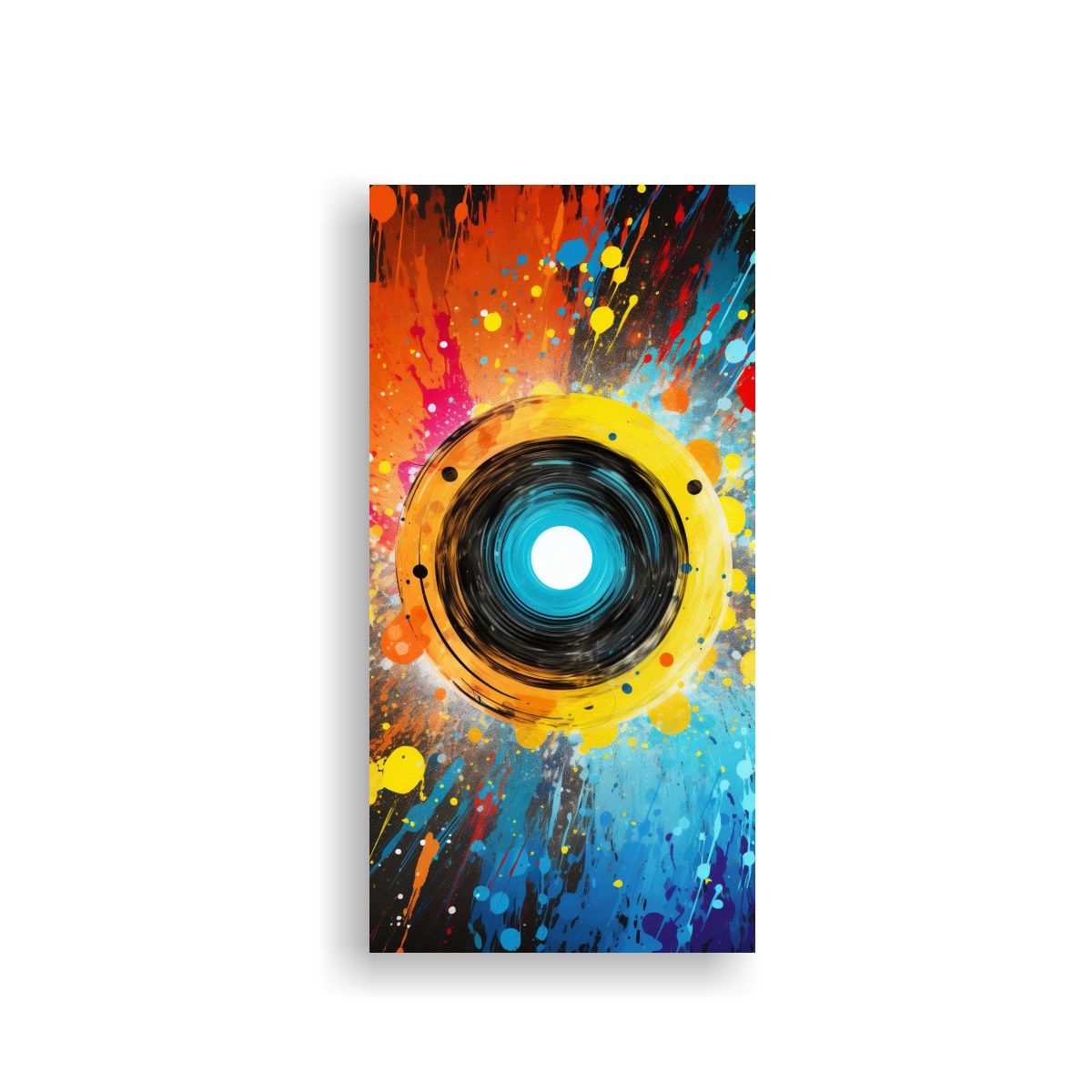 GENERICO - Cuadro Decorativo Tela Círculo Negro En Fondo 40x80 Cm