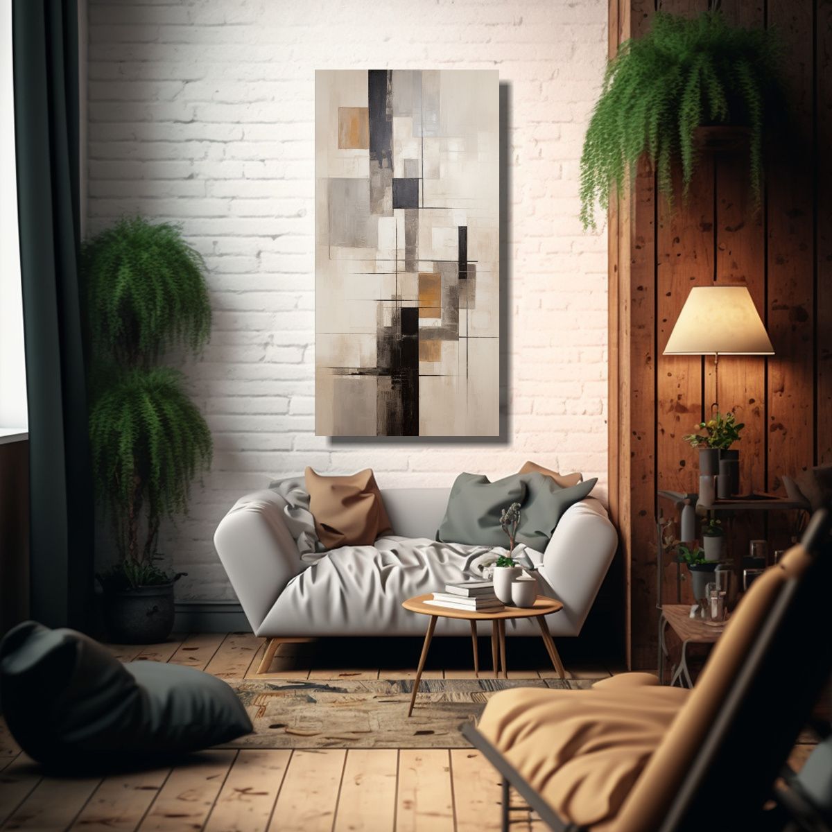 GENERICO - Cuadro Abstracto Beige De Cuadro Fantástica 60x120 Cm