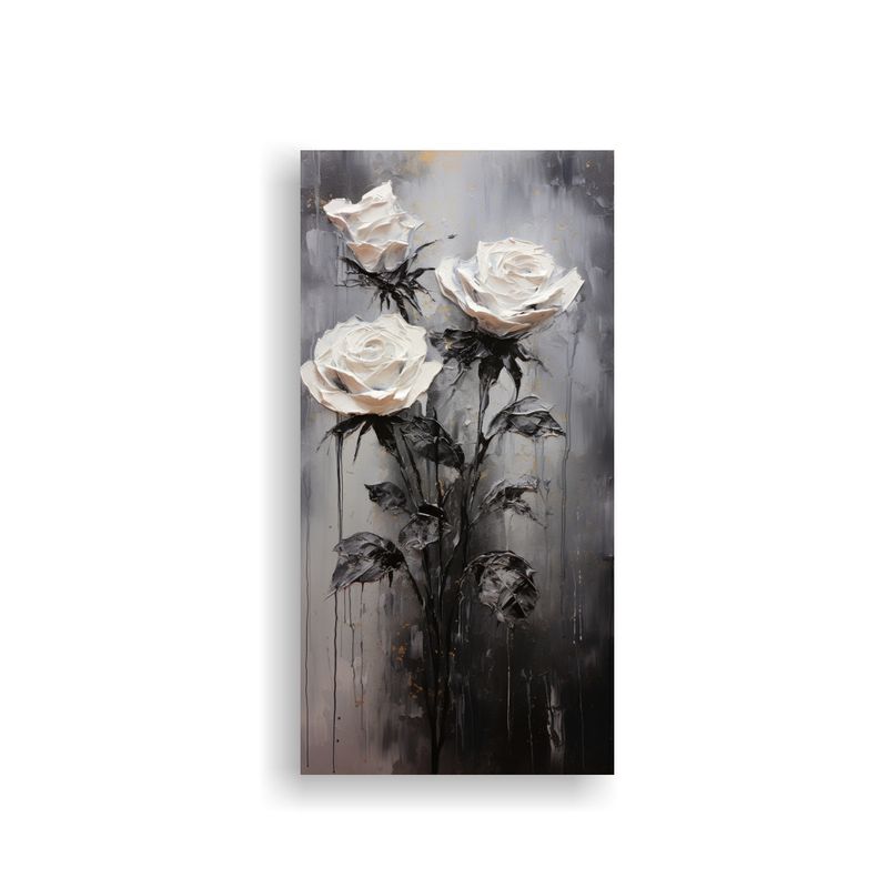 GENERICO - Cuadro De Rosas Negras En Lienzo Estilo época 20x40 Cm