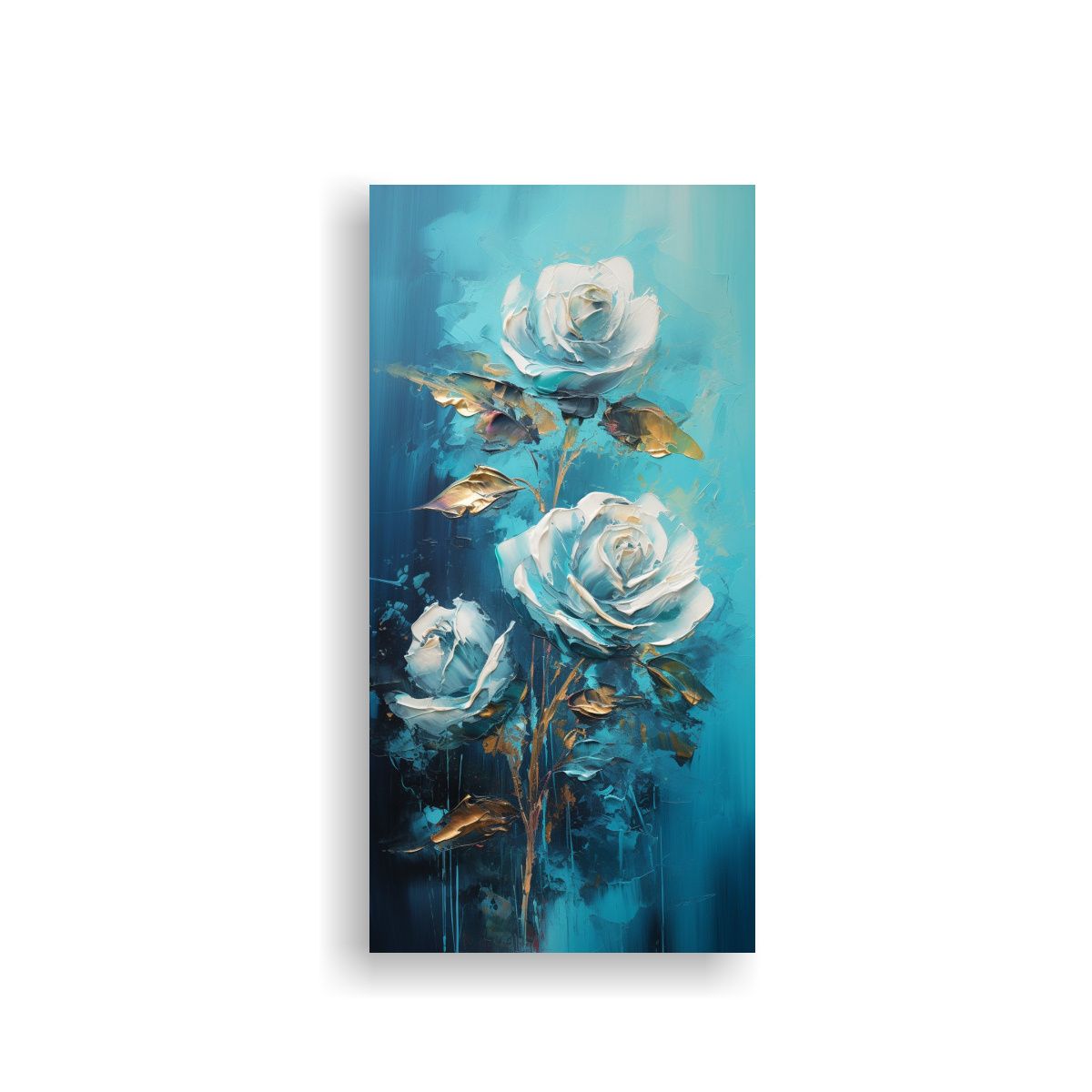 GENERICO - Pintura En Lienzo De Tonos Turquesa Con Rosas En 60x120 Cm