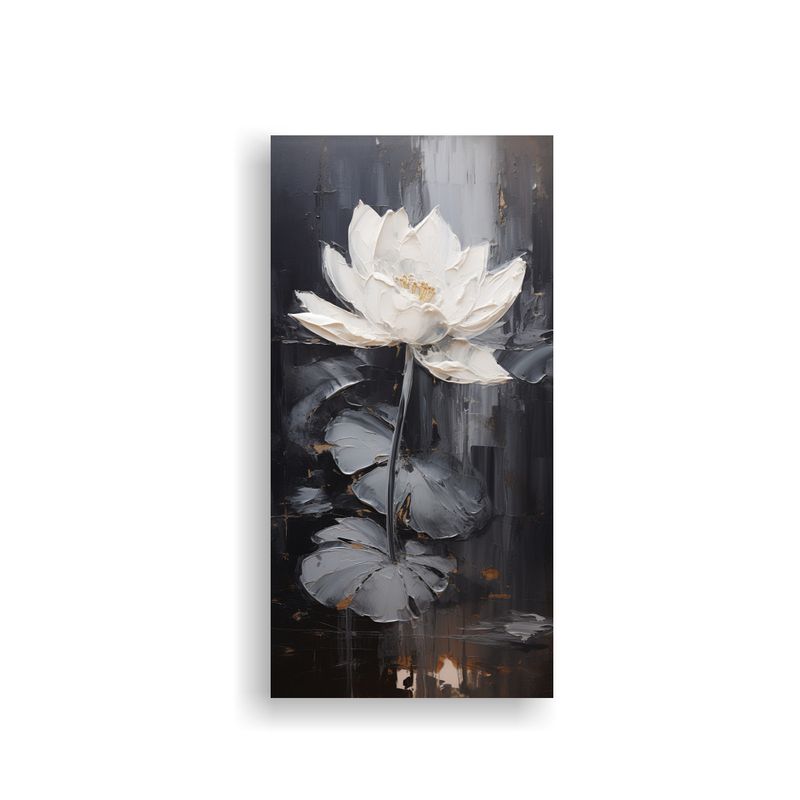 GENERICO - Pintura De Loto Negro En Lienzo Inspirador 50x100 Cm