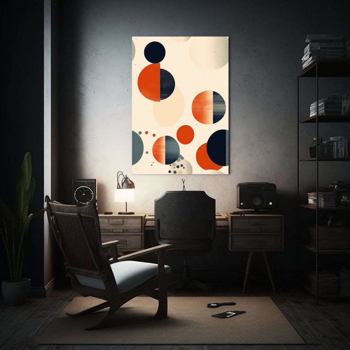 GENERICO - Cuadro Acuarela Interiores Con Círculos En Beige 80x120 Cm