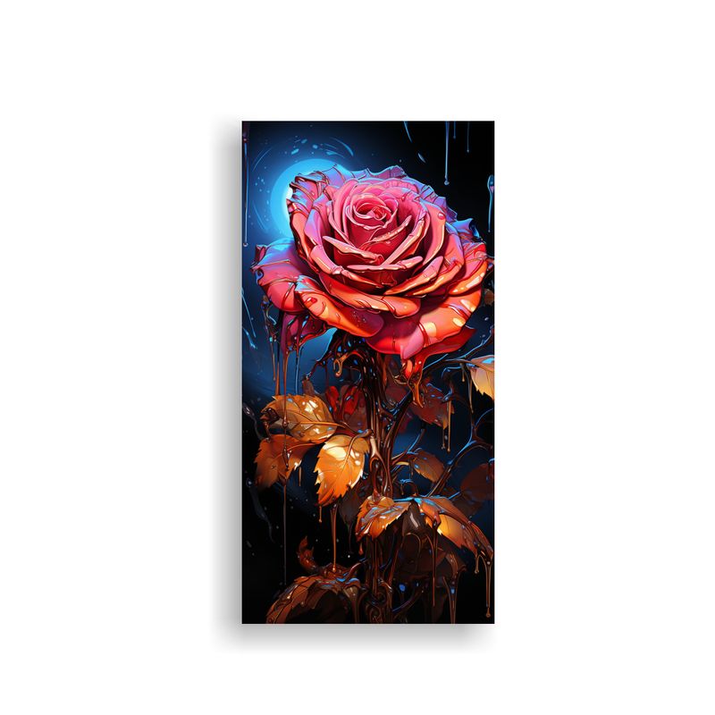 GENERICO - Cuadro Inspirador De Una Rosa Con Gotas Goteando 60x120 Cm
