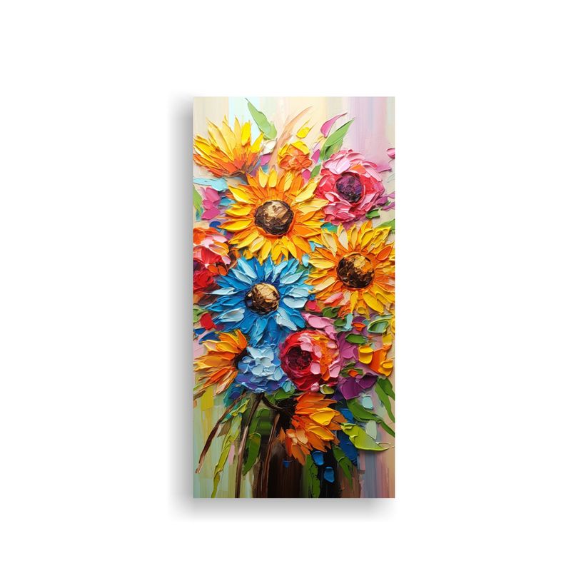 GENERICO - Cuadro Lienzo Concepto Vida Con Girasoles En 60x120 Cm