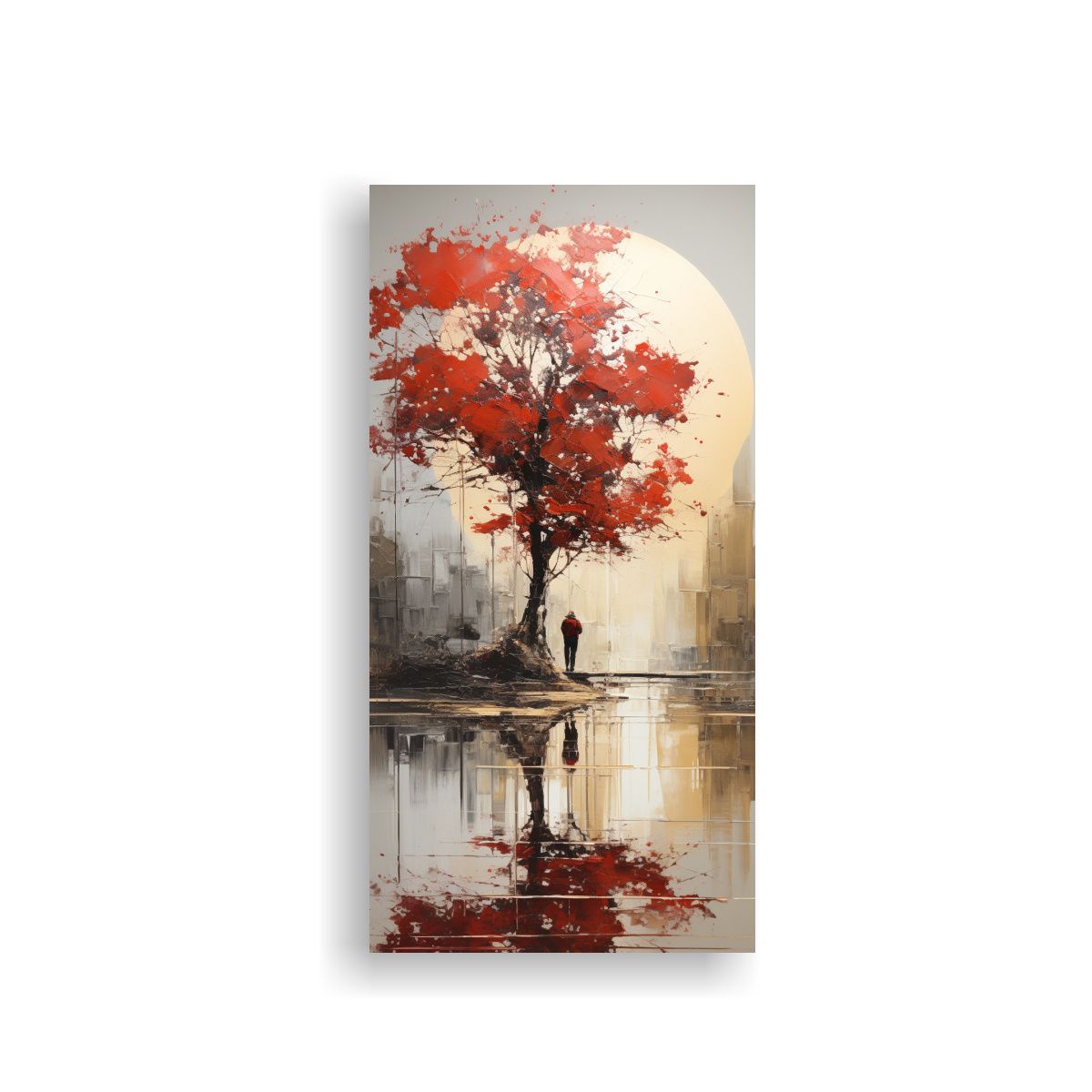 GENERICO - Cuadro Abstracto De árboles En Plata Y Oro Para 60x120 Cm.