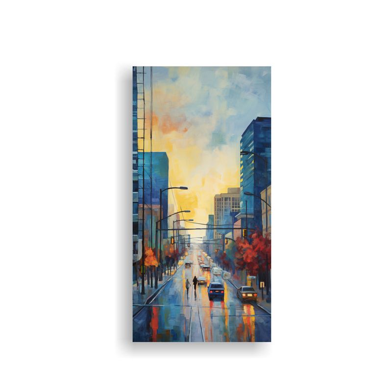 GENERICO - Pintura Decorativa Tela Sublimada Ciudad Neoe 20x40 Cm