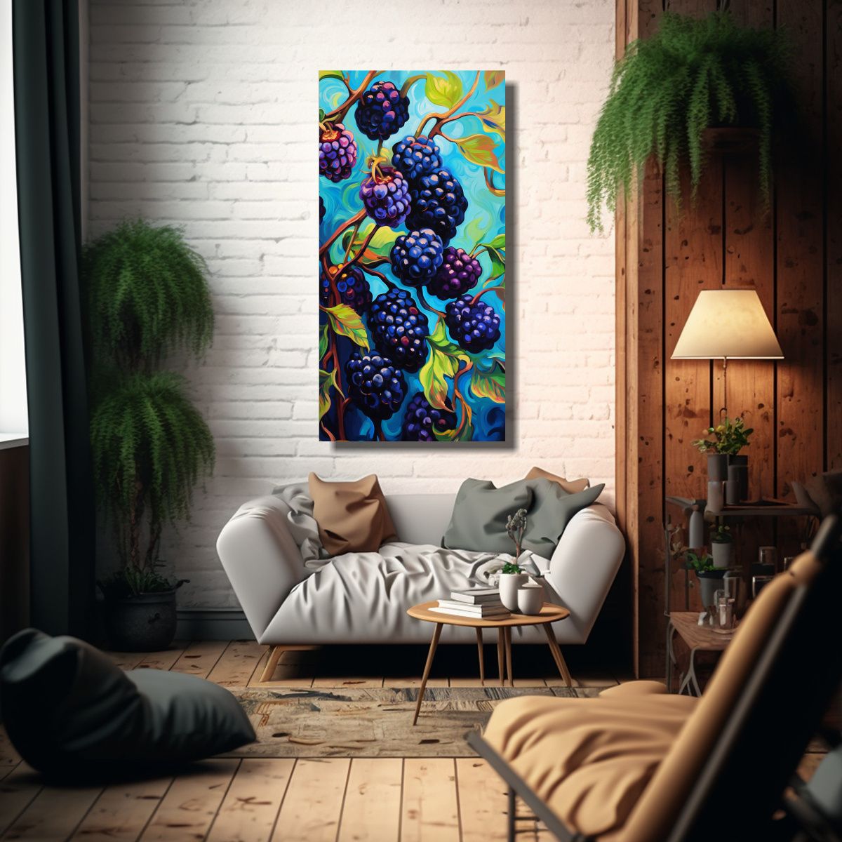 GENERICO - Cuadro Conceptual Estrellada De Fruta De Moras 20x40 Cm