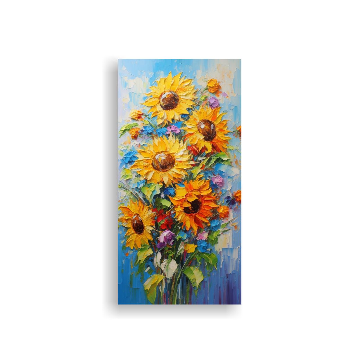 GENERICO - Cuadro De Flores De Girasol En Tela De Colores 20x40 Cm