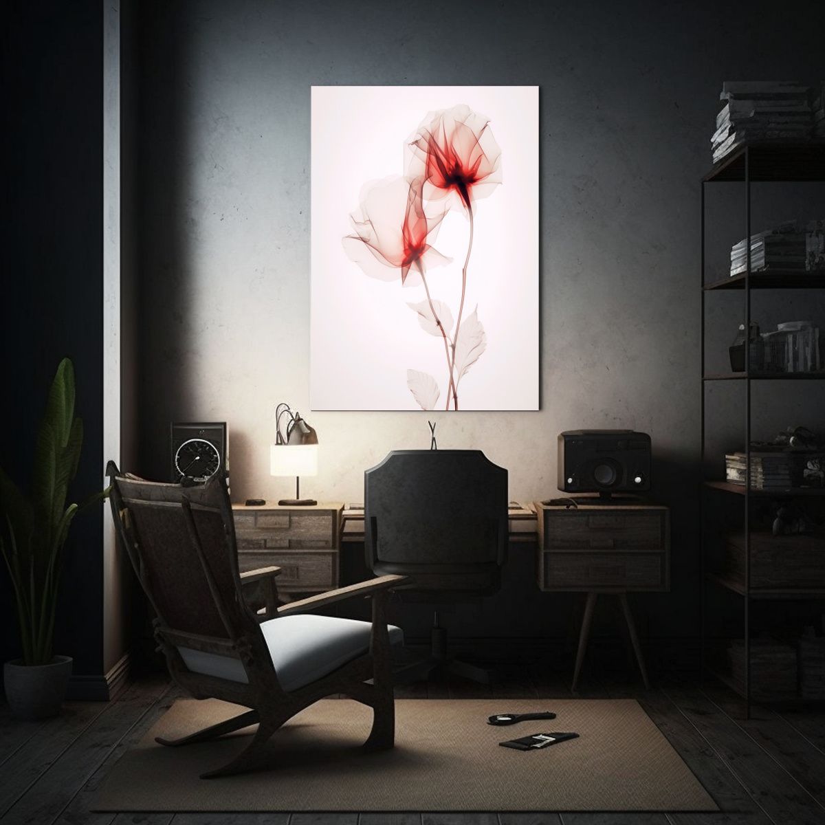 GENERICO - Pintura Decorativa De Rosa Semitransparente 80x120 Cm