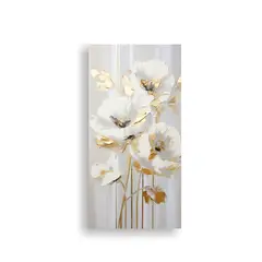 GENERICO - Cuadro Conceptual Luminoso De Amapolas Doradas En 20x40 Cm