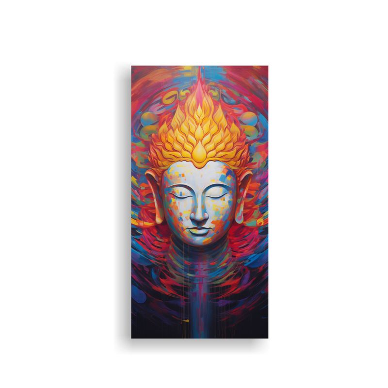 GENERICO - Cuadro Movimiento Buddha Dorado Y Arcoíris 30x60 Cm