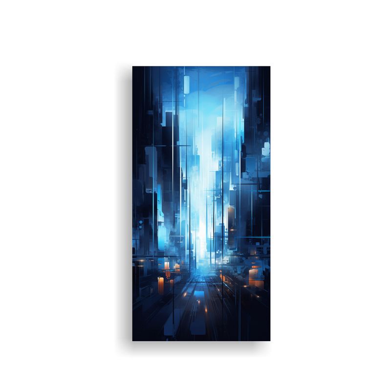 GENERICO - Lienzo De Tela Finas Líneas Salón Azul Y Gris 40x80 Cm