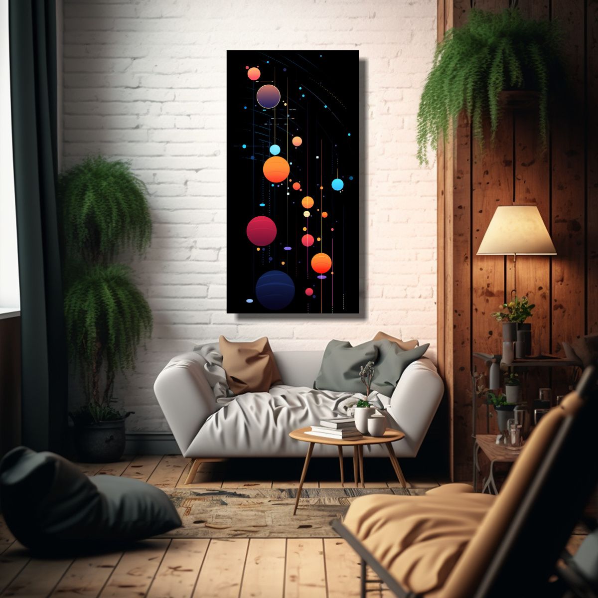 GENERICO - Pintura Abstracta Estética Sistema Solar 60x120 Cm