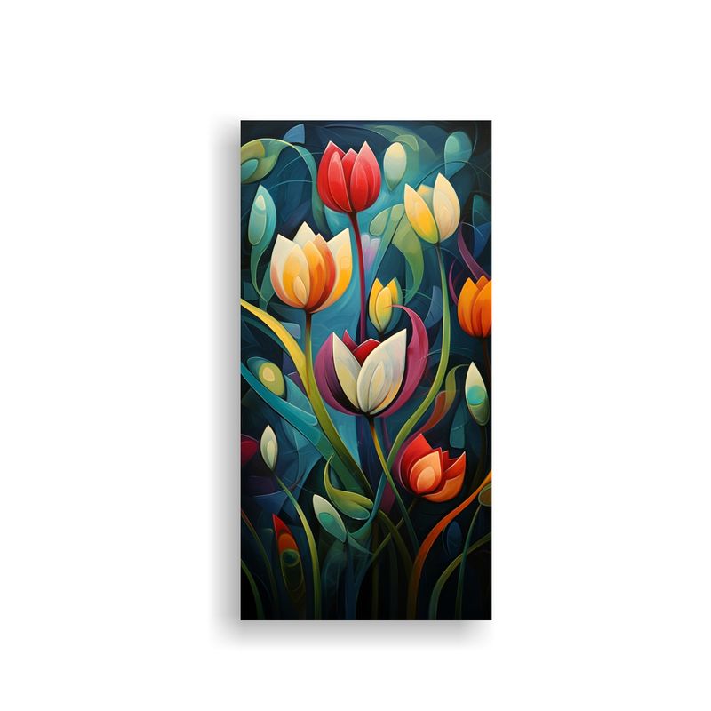 GENERICO - Cuadro Tela Sublimada Flores Abstractas Modernas 40x80 Cm