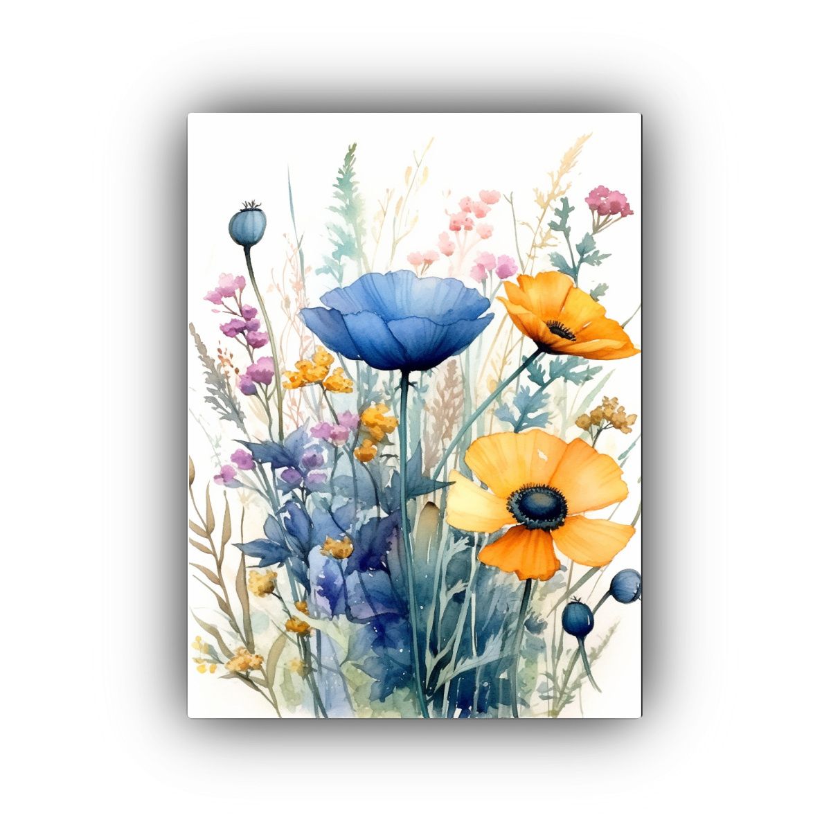 GENERICO - Pintura Acuarela Wildflowers Con Diseño De 80x120 Cm