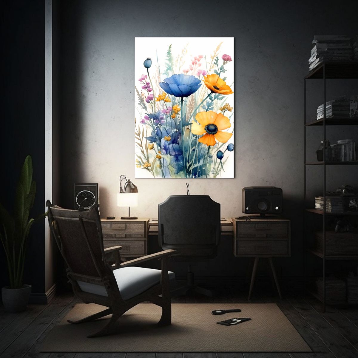 GENERICO - Pintura Acuarela Wildflowers Con Diseño De 80x120 Cm