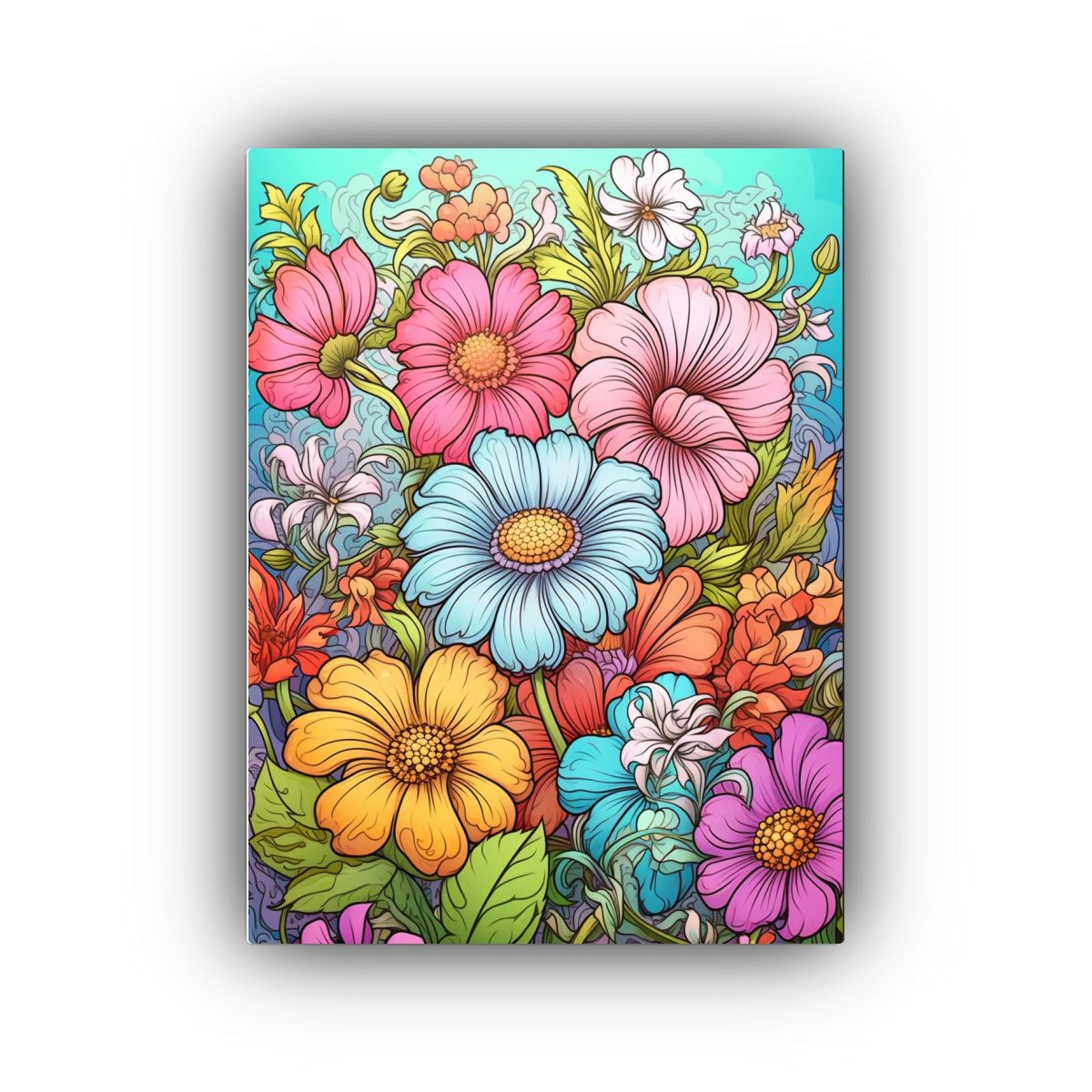 GENERICO - Cuadro Imagen Full Color Flores Estilo Retro En 80x120 Cm