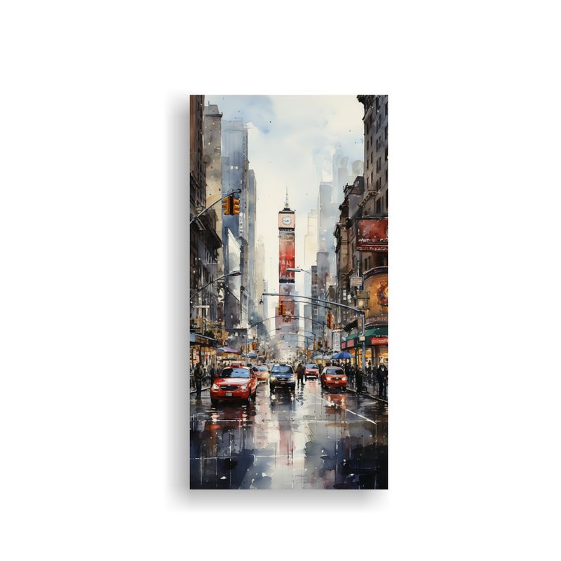 GENERICO - Cuadro Acuarela De Una Escena Urbana En 70x140 Cm