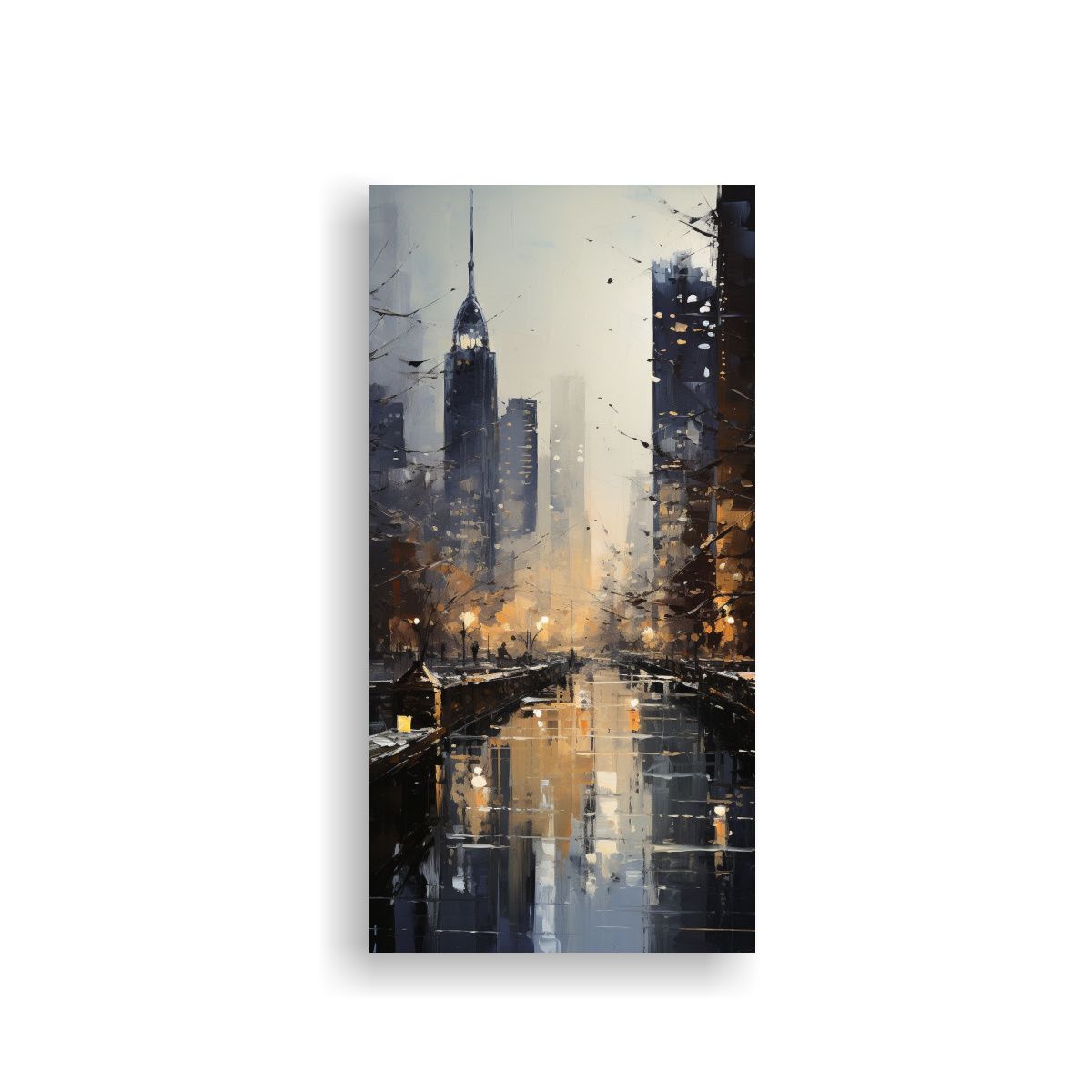 GENERICO - Cuadro Acuarela Arte Grafico Una Ciudad 30x60 Cm