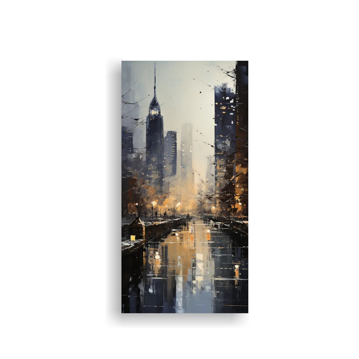 GENERICO - Cuadro Acuarela Arte Grafico Una Ciudad 30x60 Cm