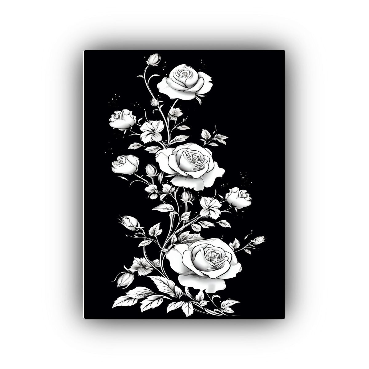 GENERICO - Pintura Decorativa De Rosas Blancas Simples En 80x120 Cm