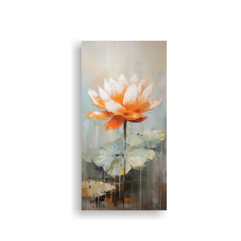 GENERICO - Pintura De Loto Naranja En Lienzo Estilo Innovador 60x120 Cm