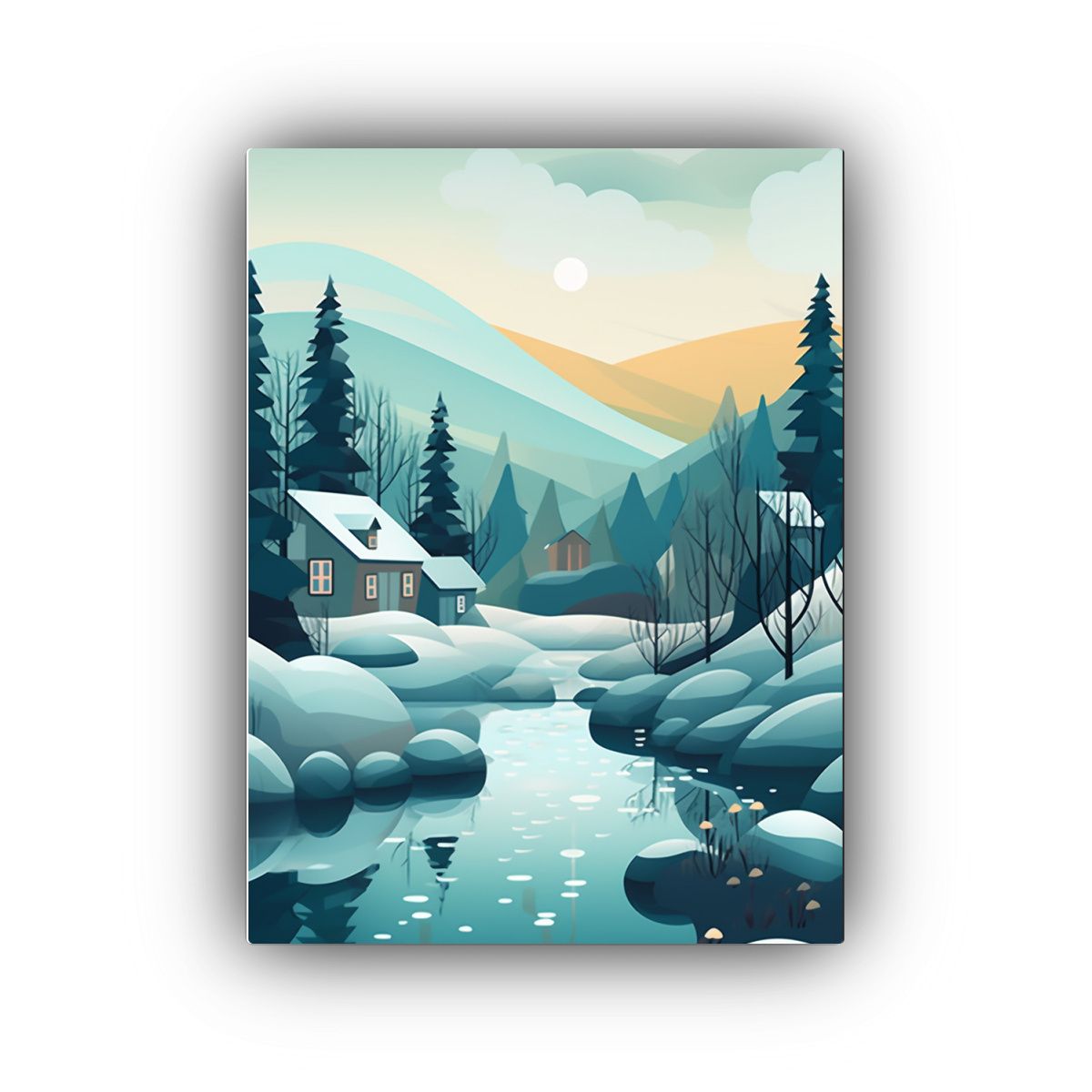 GENERICO - Cuadro De Paisaje Escandinavo En Estilo Moderno Y 80x120 Cm