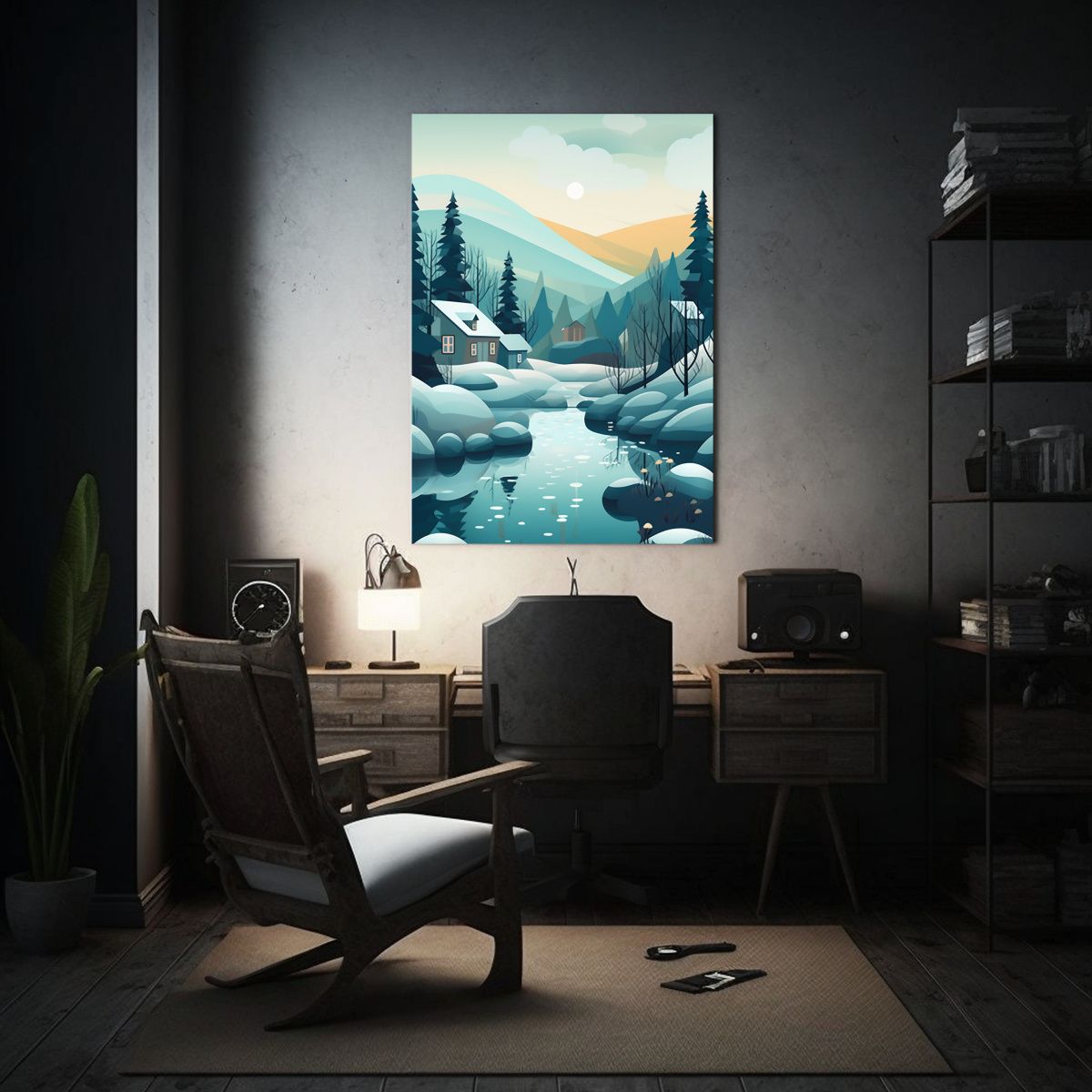 GENERICO - Cuadro De Paisaje Escandinavo En Estilo Moderno Y 80x120 Cm