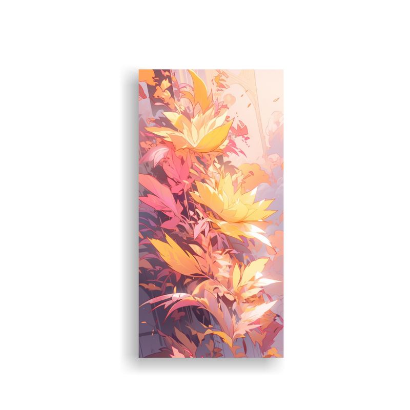 GENERICO - Arte De Pared Floral Amarillo Y Rosa En Estilo 70x140 Cm