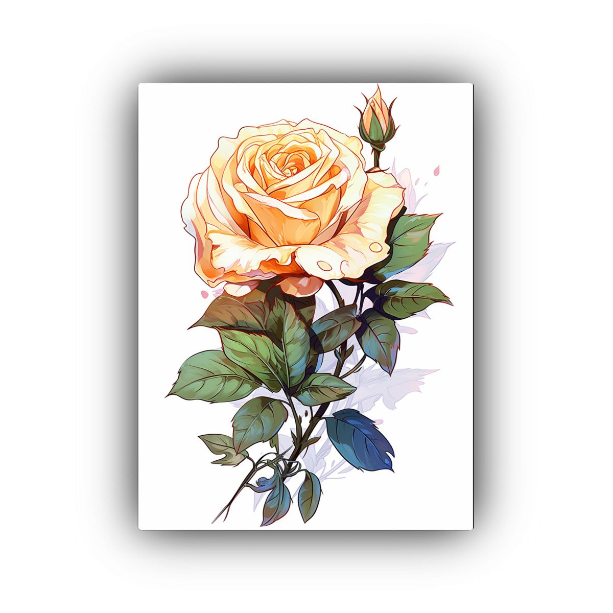 GENERICO - Cuadro Decorativo De Rosas Blancas Y Flores 80x120 Cm