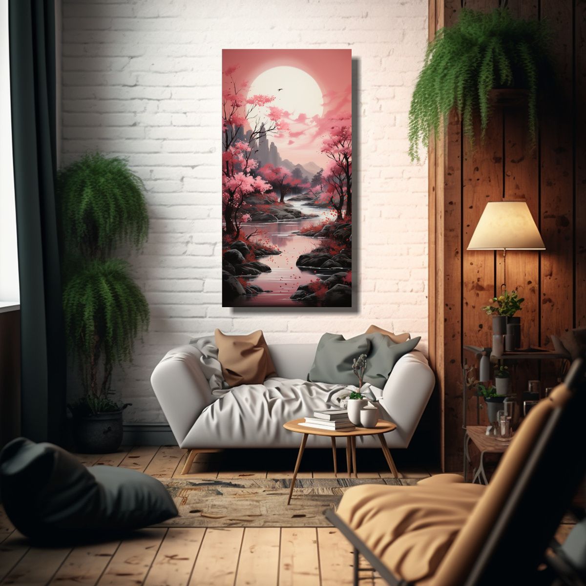 GENERICO - Cuadro De Inspiración Con Luna Cerca De Las 30x60 Cm