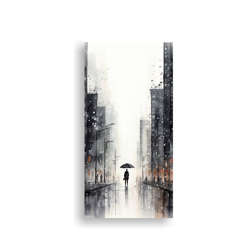 GENERICO - Cuadro Acuarela De Escena Urbana En Bastidor 50x100 Cm