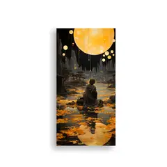 GENERICO - Cuadro Simplicidad Con Luna Y Montañas 20x40 Cm