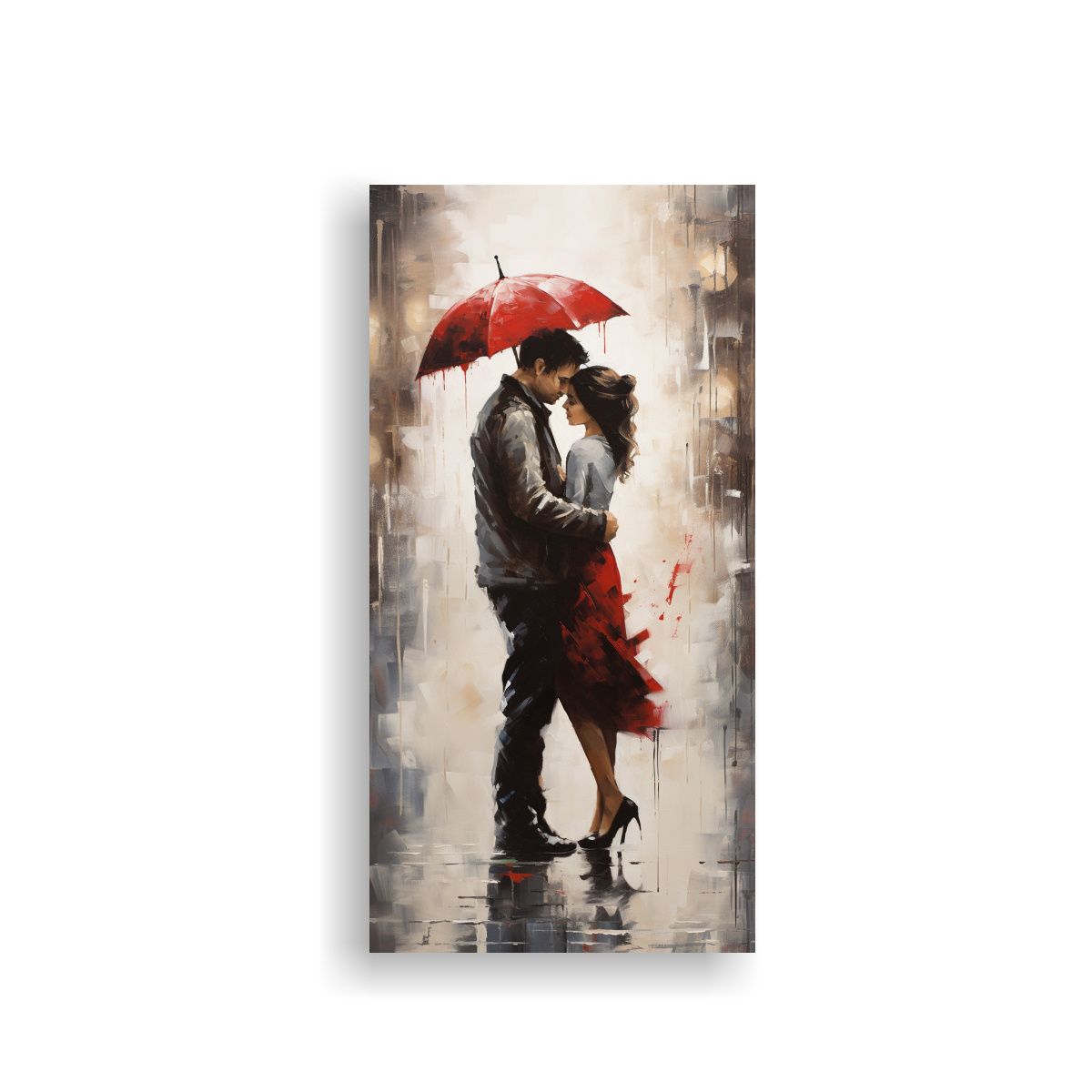 GENERICO - Cuadro De Arte Moderno Amor Bajo El Paraguas 50x100 Cm