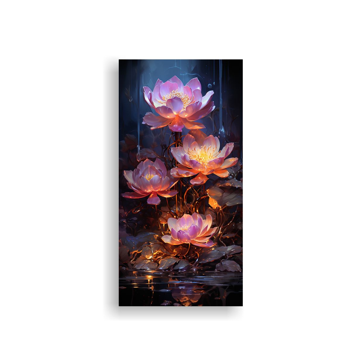GENERICO - Cuadro Colores Regalo Loto Negro Pintura Luminosa 60x120 Cm