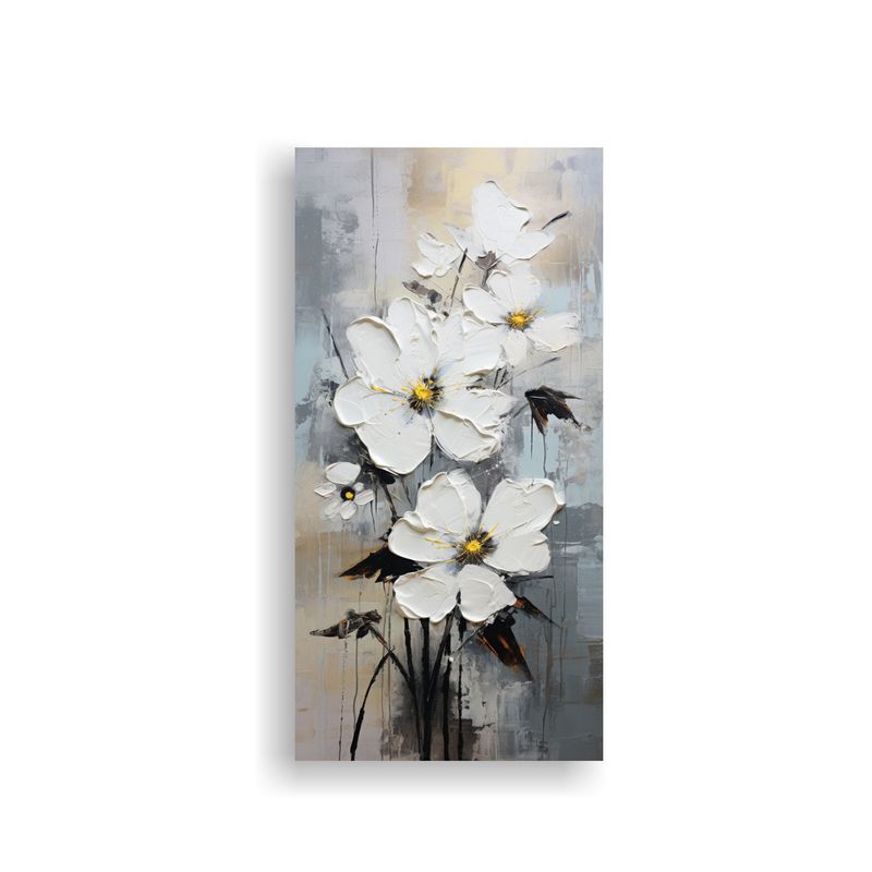 GENERICO - Obra Maestra Pintura De Flores En Blanco Y Negro 80x160 Cm