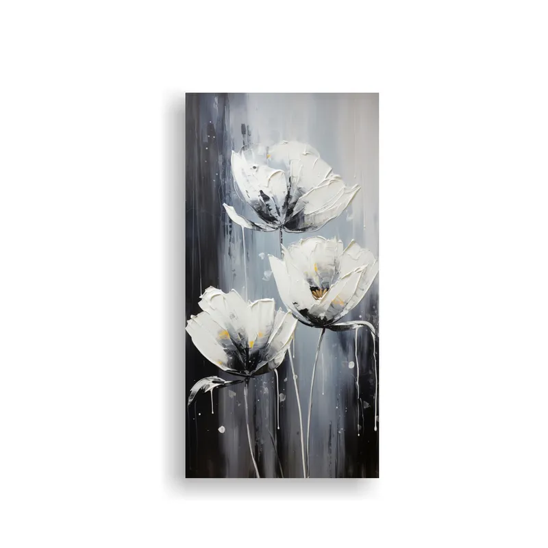 GENERICO - Pintura Urbana De Tulipanes Negros En Lienzo 60x120 Cm