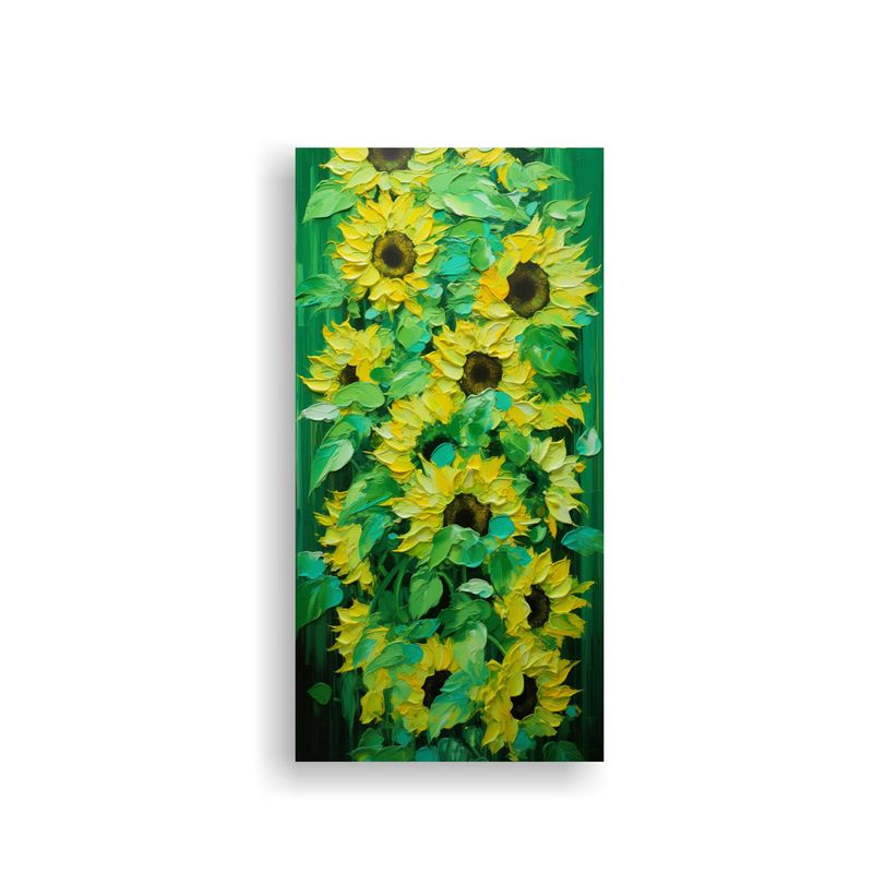 GENERICO - Cuadro Expresión Estilo Girasoles Verdes En 80x160 Cm