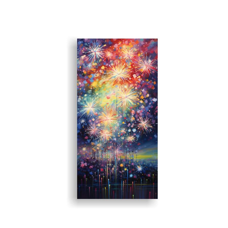GENERICO - Pintura Abstracta Fuegos Artificiales En Colores 50x100 Cm