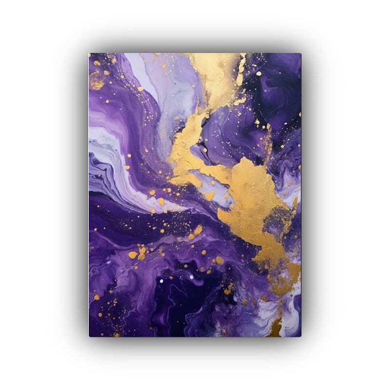 GENERICO - Cuadro De Inspiración Lineal En Morado Y Dorado 80x120 Cm