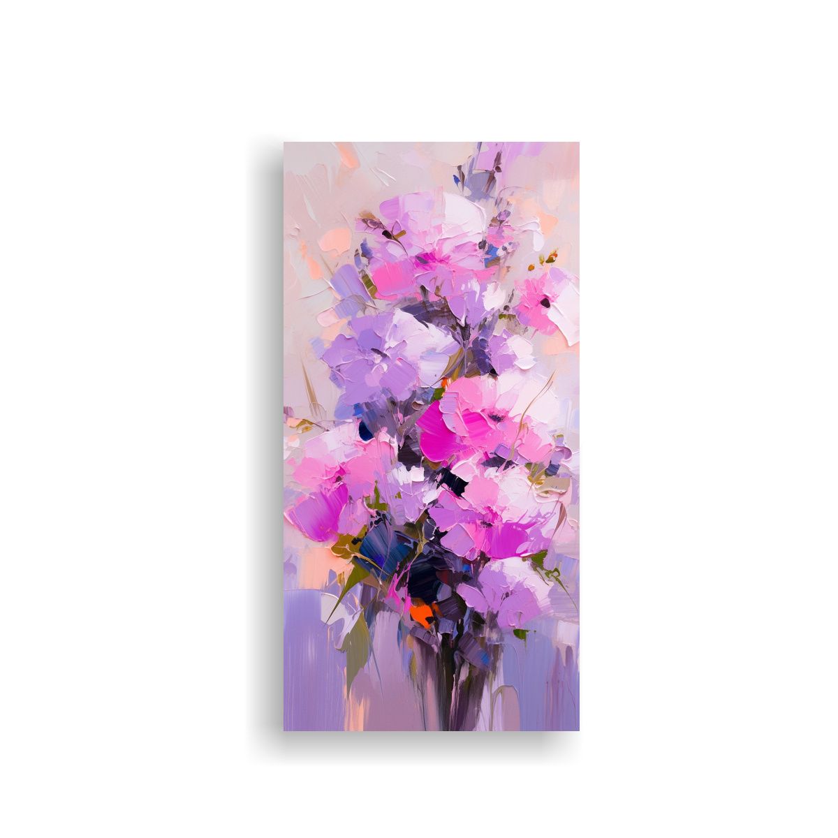 GENERICO - Cuadro Flores Morado Y Rosa Pintura En Lienzo 80x160 Cm