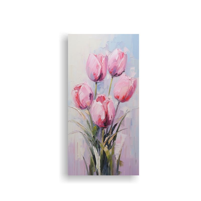 GENERICO - Cuadro Armonía Cromática Tulipanes Rosa En 60x120 Cm
