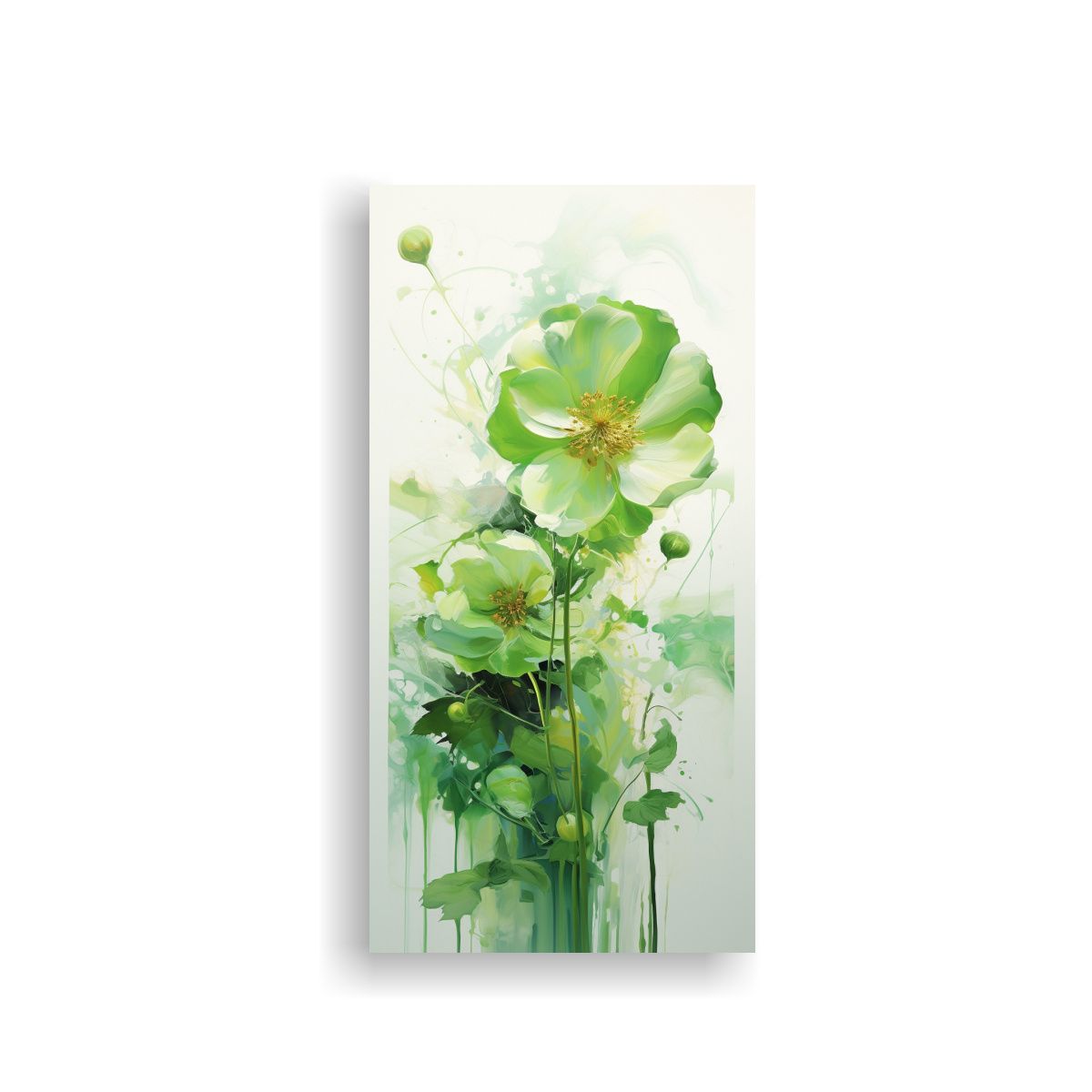 GENERICO - Pintura Abstracta En Lienzo Colores Verdes Con 80x160 Cm